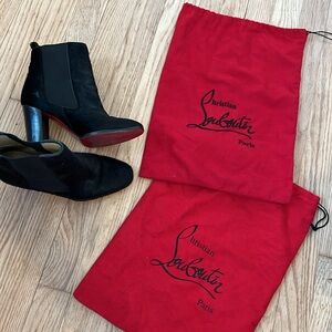 Christian Louboutin black block heeled booties